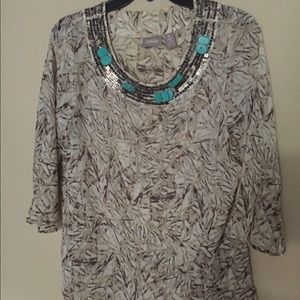 Sheer turquoise accented top